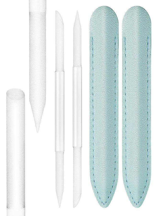 Apausvcm 2Pcs Glass Cuticle Pusher with Leather Case, Dual Ended Cuticle Remover Tool Professional Manicure Stick Fingertip Precision Filing Cuticle Remover Tools for Nail Salons Home - Image 1